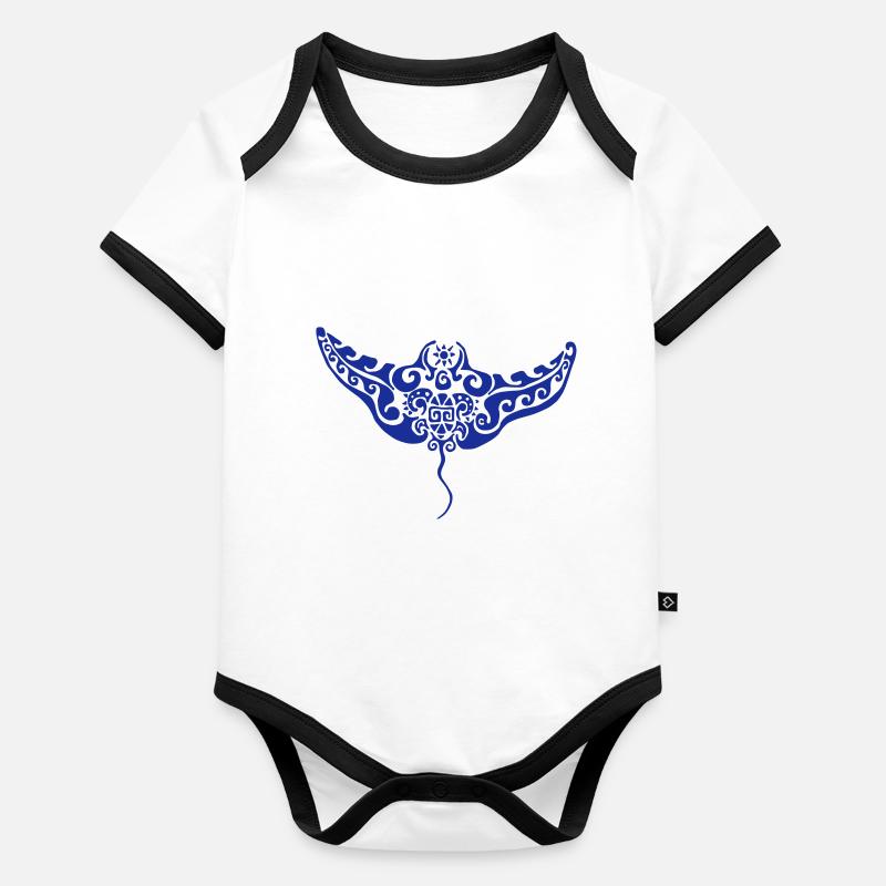 raies manta Body Bébé bio contrasté manches courtes