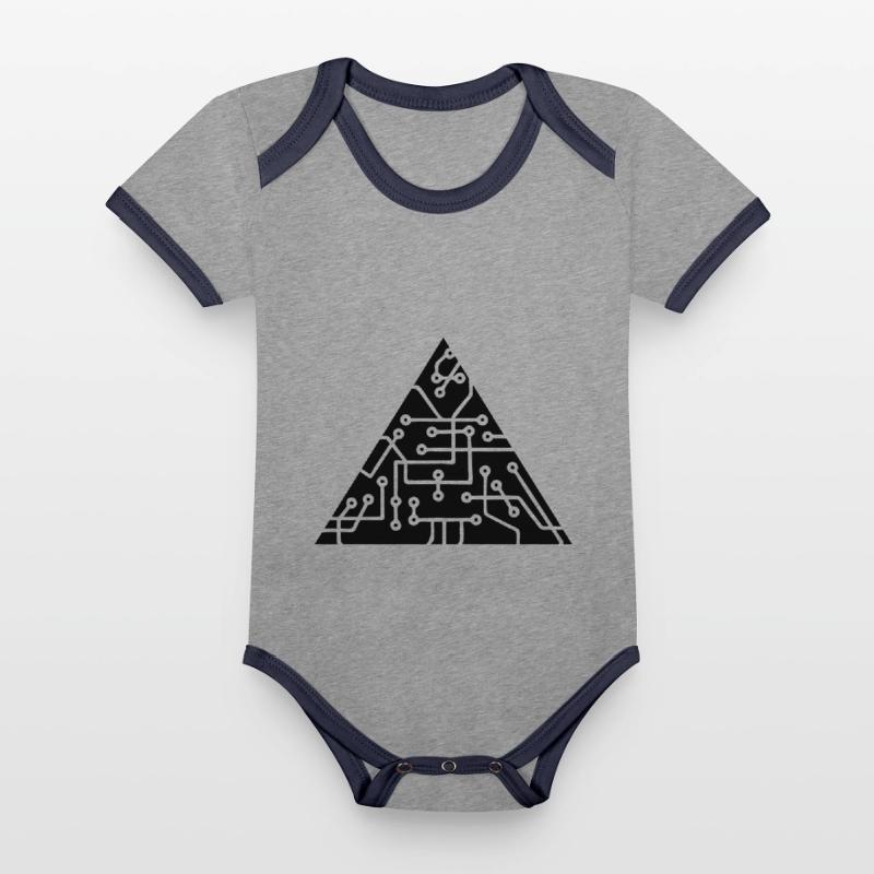 triangular shape microchip technology cool design Organic Baby Contrasting Bodysuit