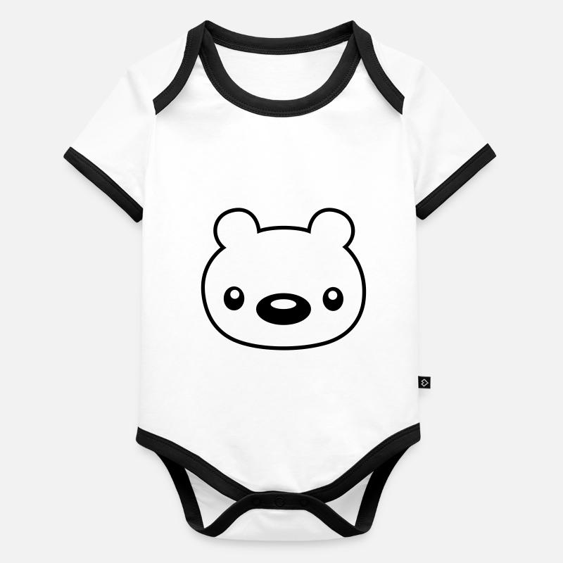 baer teddy gesicht kopf Baby Bio-Kurzarm-Kontrastbody