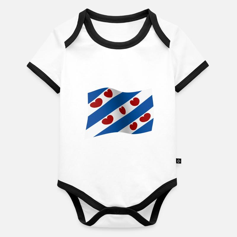 Drapeau frison flottant dans le vent Body Bébé bio contrasté manches courtes