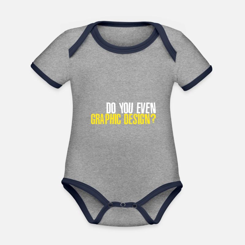 Graphic Design - Organic Baby Contrasting Bodysuit - heather grey/navy