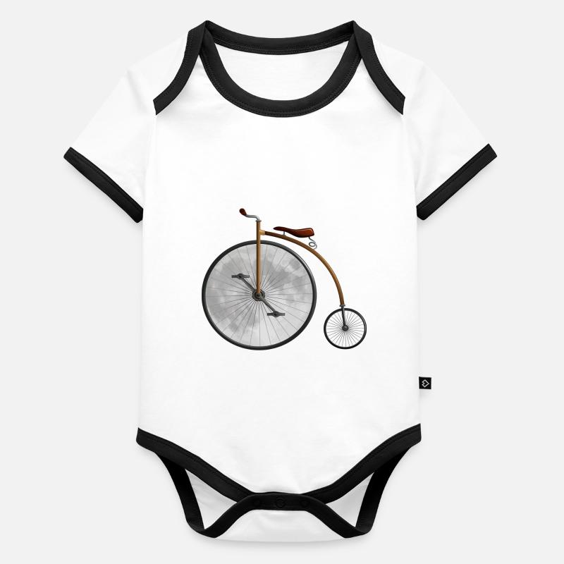 La lune et le vélo Body Bébé bio contrasté manches courtes