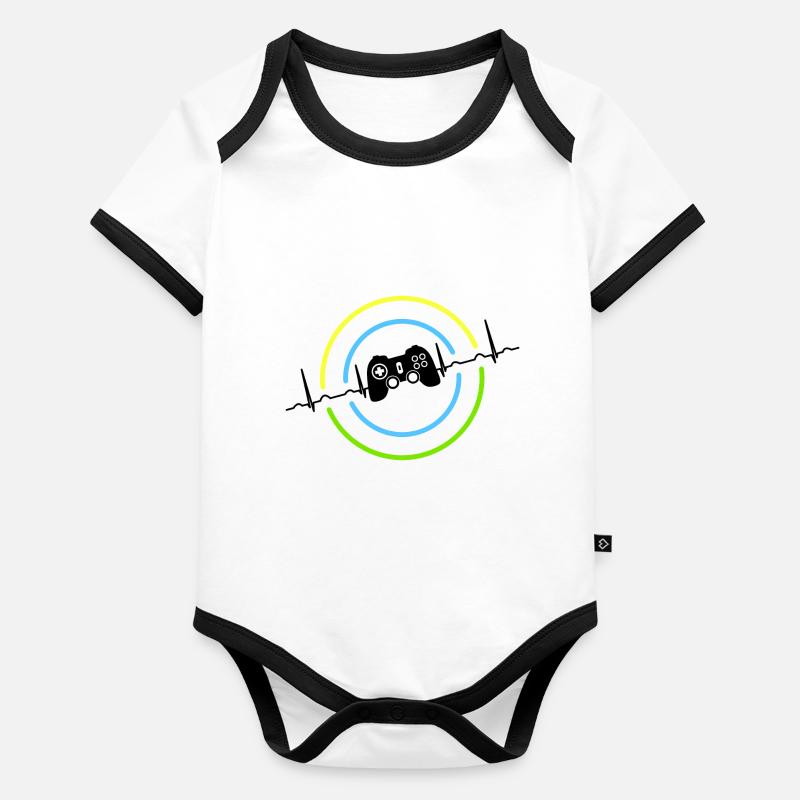 Herzschlag Neon Gaming Controller Baby Bio-Kurzarm-Kontrastbody