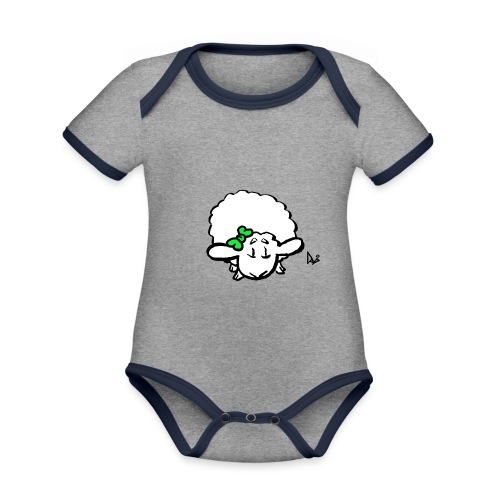 Baby Lamm (grön) - Ekologisk kontrastfärgad kortärmad babybody