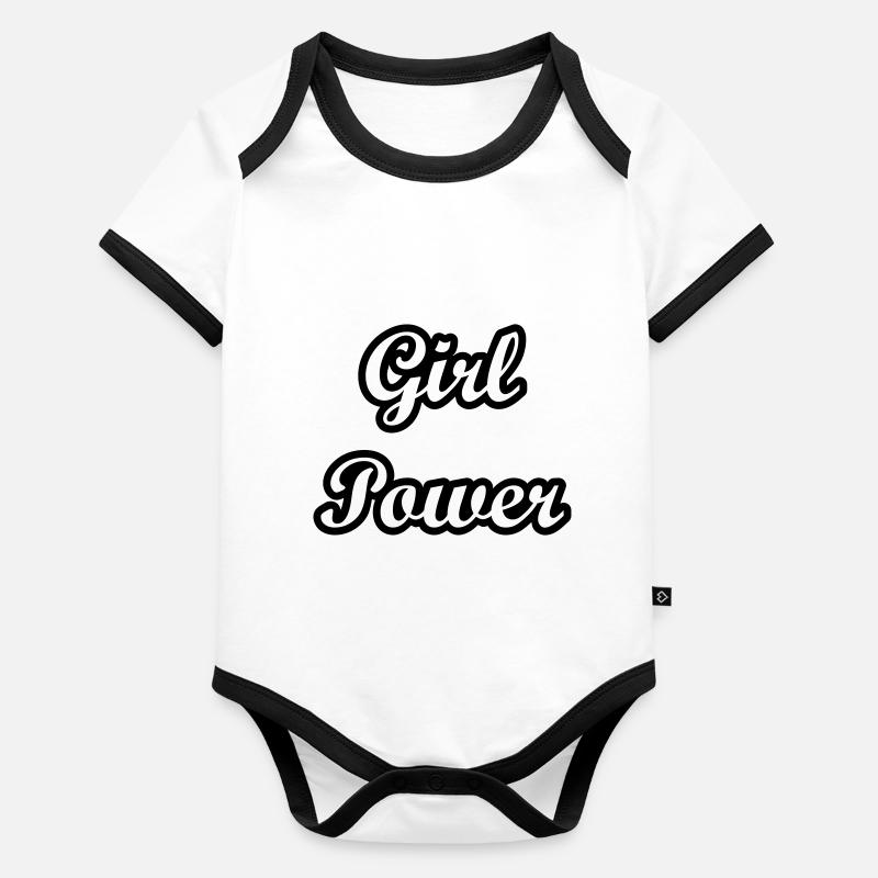 Girl Power Baby Bio-Kurzarm-Kontrastbody