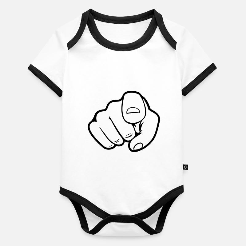 Main pointée du doigt Body Bébé bio contrasté manches courtes