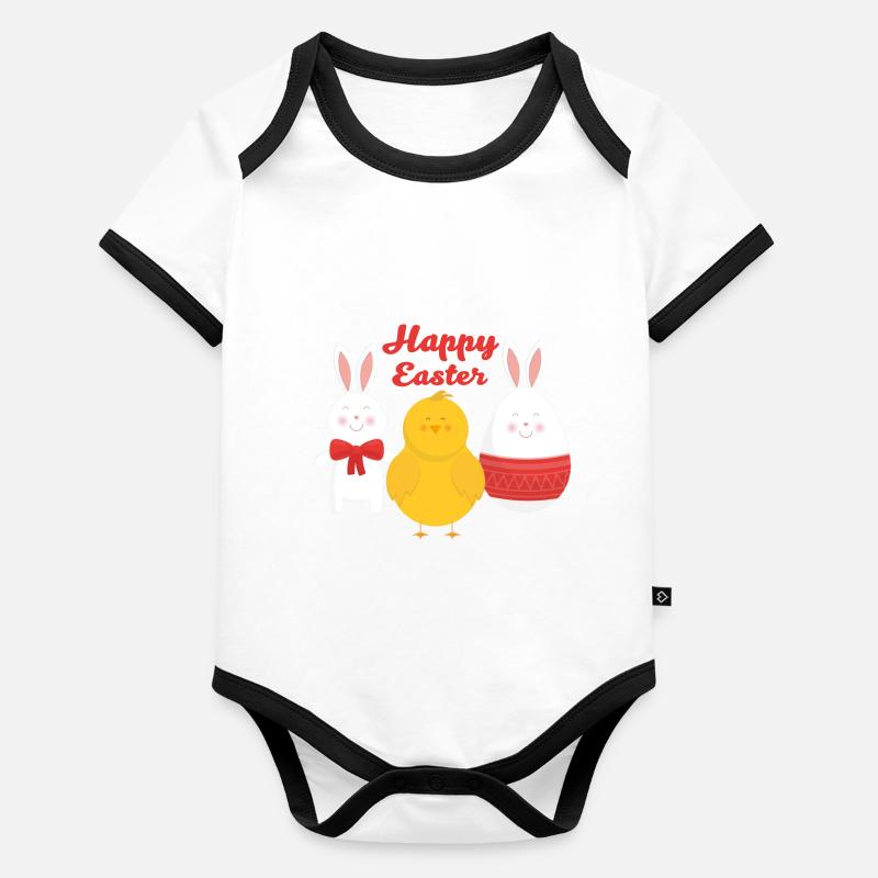 Happy Easter Baby Bio-Kurzarm-Kontrastbody