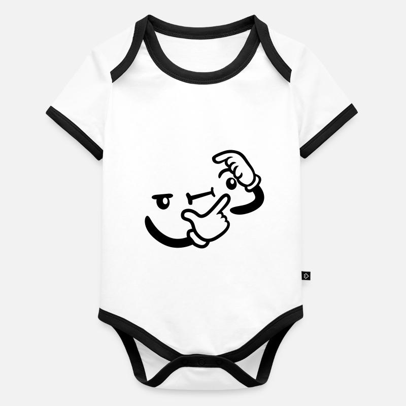 Design Grübeln Gesicht Baby Bio-Kurzarm-Kontrastbody