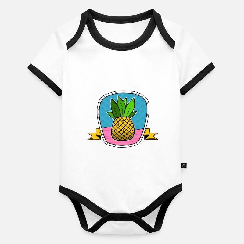 Schild ananas Baby Bio-Kurzarm-Kontrastbody