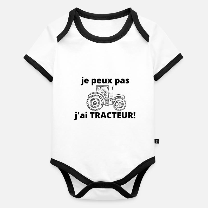 je peux pas j'ai tracteur Body Bébé bio contrasté manches courtes