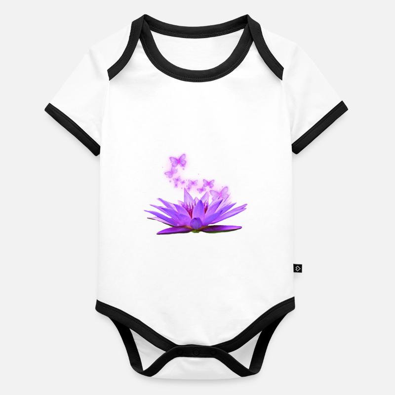 Fleur de lotus Body Bébé bio contrasté manches courtes