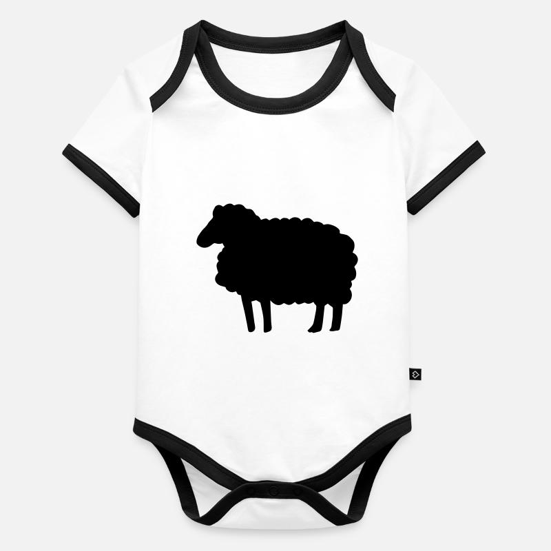 Farbe anpassbar Lustiges Schaf Silhouette Geschenk Body Bébé bio contrasté manches courtes
