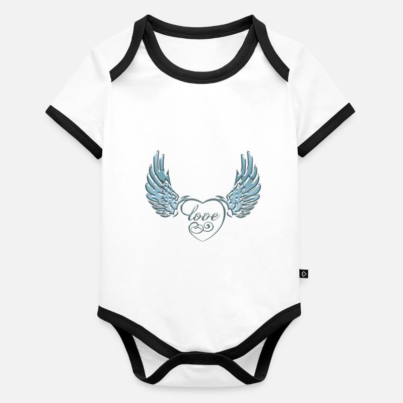 Liebesflügel Baby Bio-Kurzarm-Kontrastbody