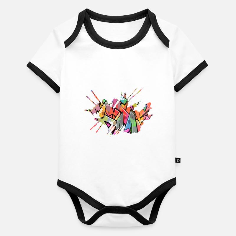 Style graffiti Splash hip hop couleurs peintre couleur Body Bébé bio contrasté manches courtes