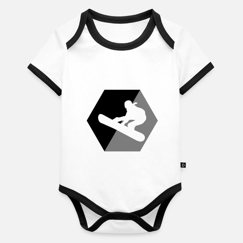 Snowboard Snowboarder Body Bébé bio contrasté manches courtes