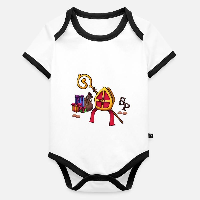 Éléments de Sinterklaas Body Bébé bio contrasté manches courtes