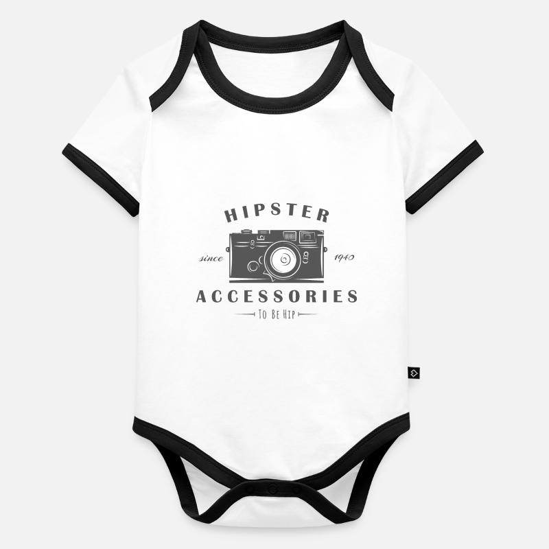 Hipster Accessoires Caméra Body Bébé bio contrasté manches courtes