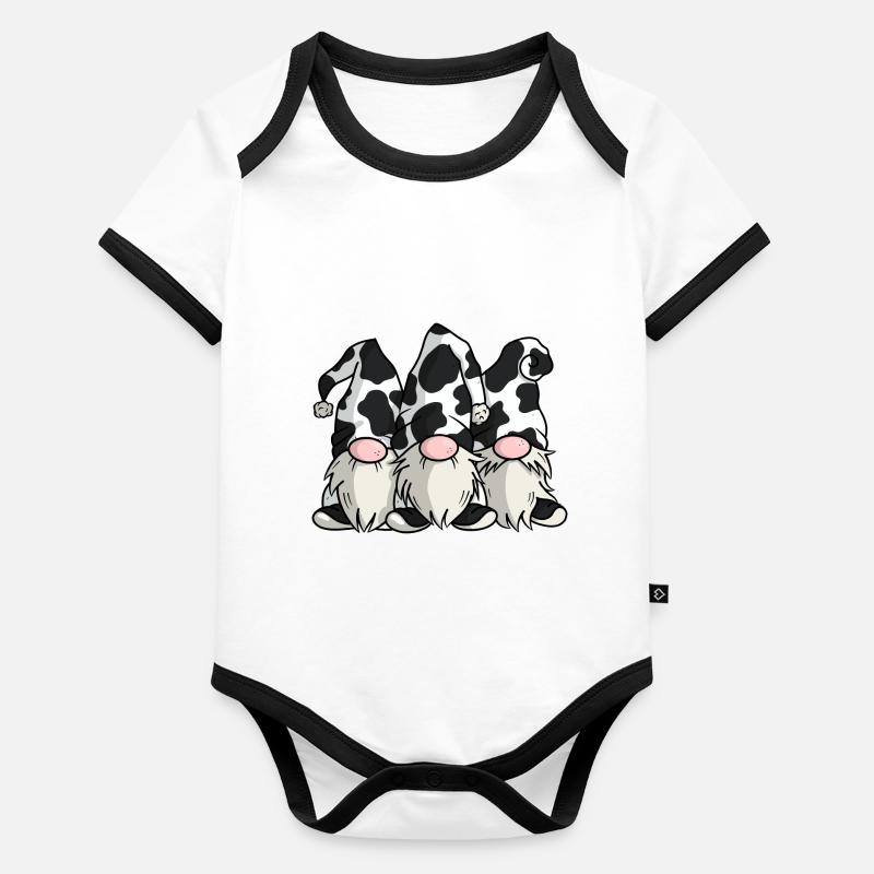 Cute Cow Print Gnomes Organic Baby Contrasting Bodysuit