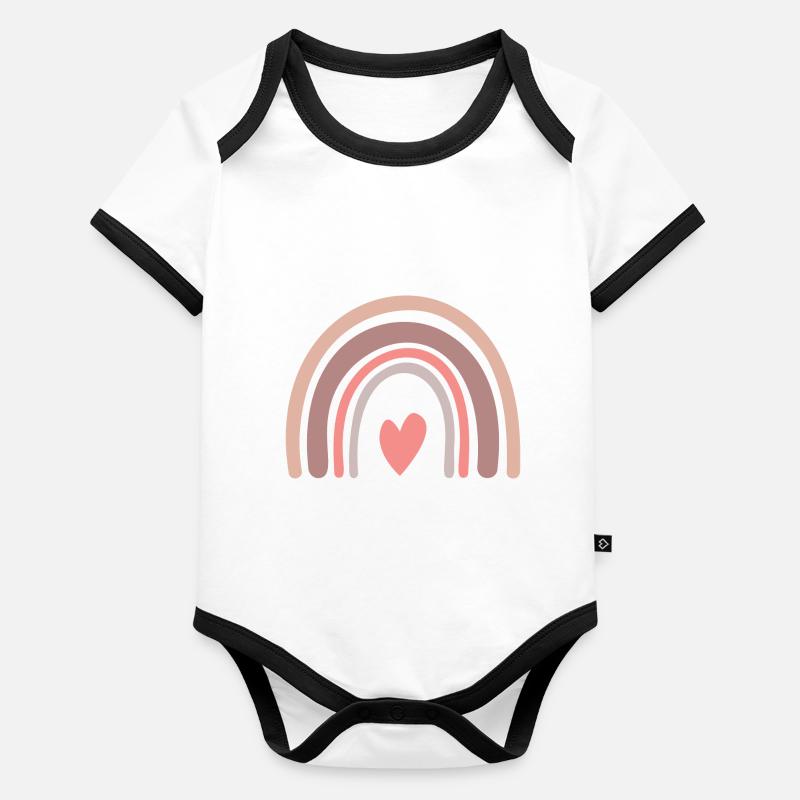 Arc-en-ciel Body Bébé bio contrasté manches courtes