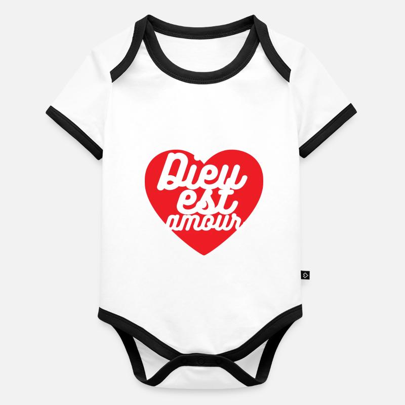 Dieu est amour Body Bébé bio contrasté manches courtes