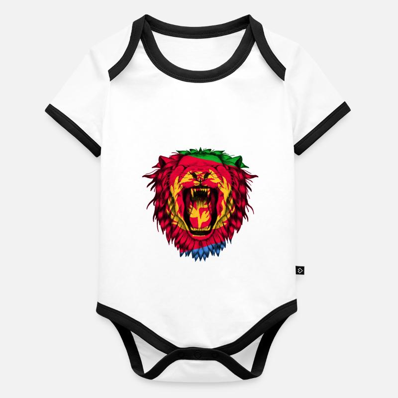 Érythrée Body Bébé bio contrasté manches courtes