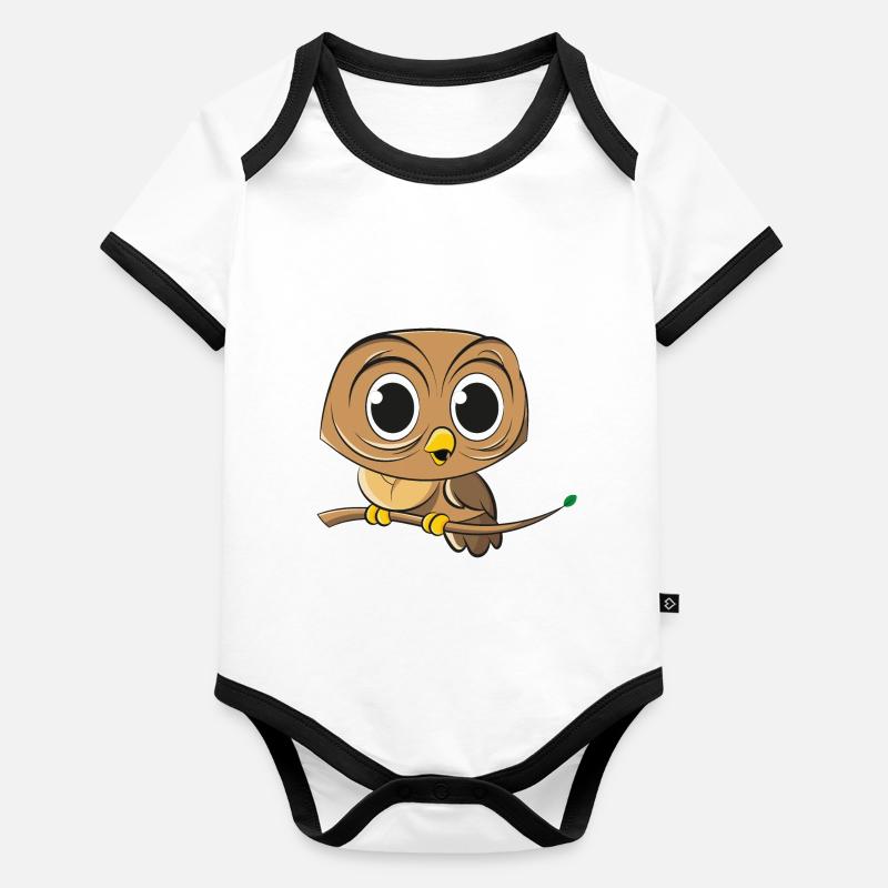 Eule Baby Bio-Kurzarm-Kontrastbody