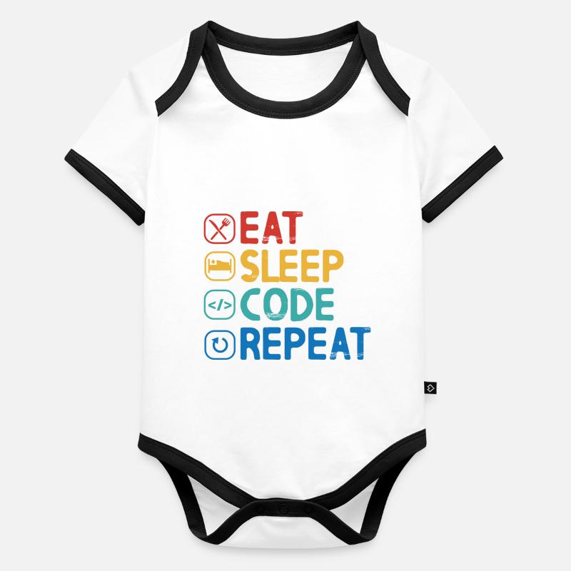 Répéter le code Eat Sleep Body Bébé bio contrasté manches courtes