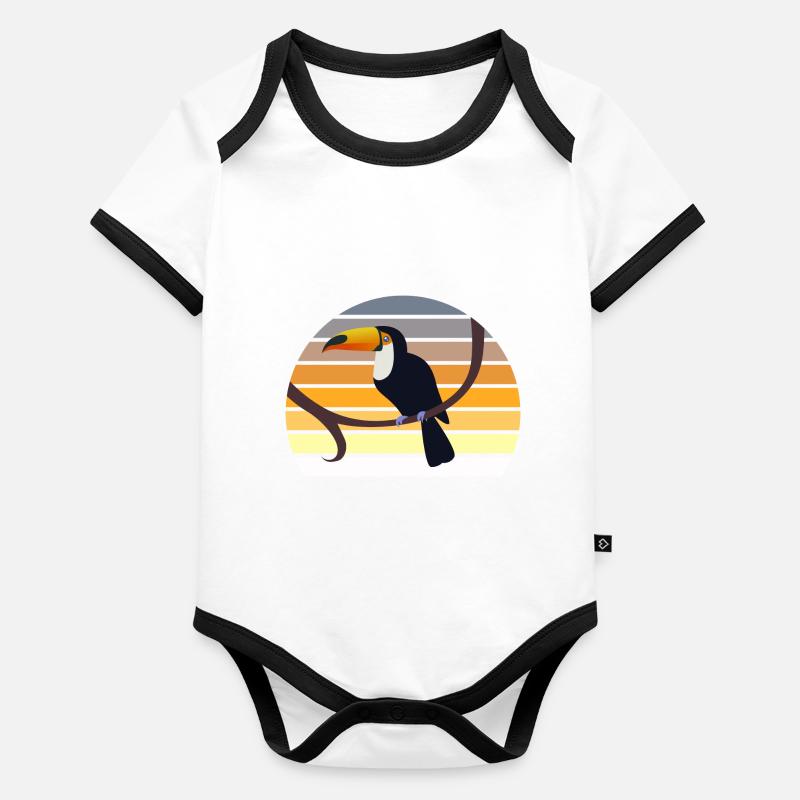 Toucan oiseau exotique Body Bébé bio contrasté manches courtes