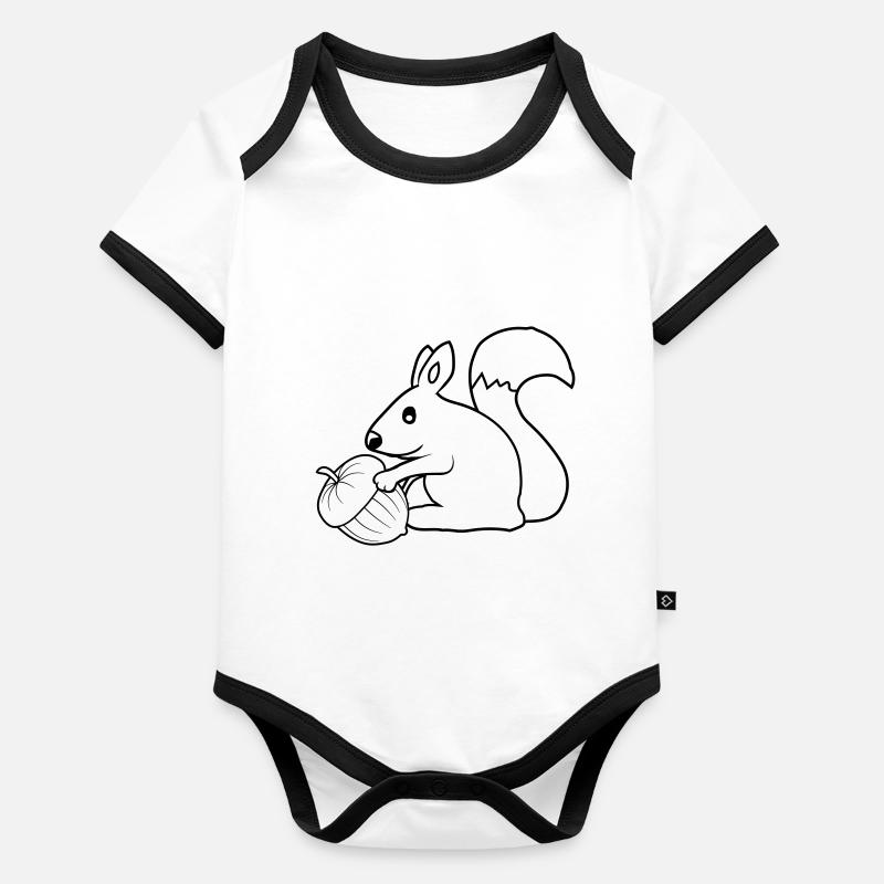 Happy Squirrel Acorn Organic Baby Contrasting Bodysuit