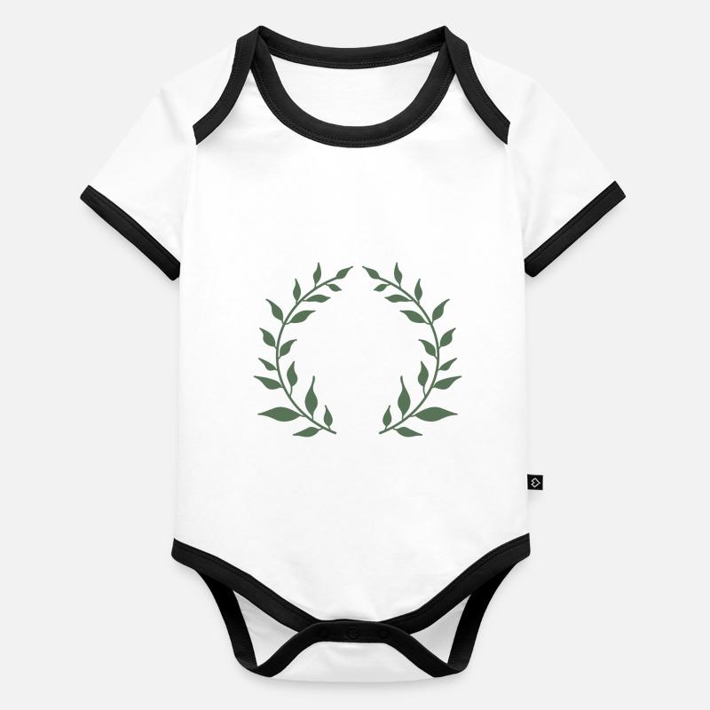 Couronne verte Body Bébé bio contrasté manches courtes
