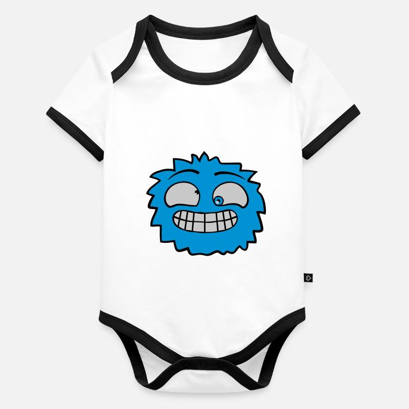 Haariges Monster Gesicht Baby Bio-Kurzarm-Kontrastbody