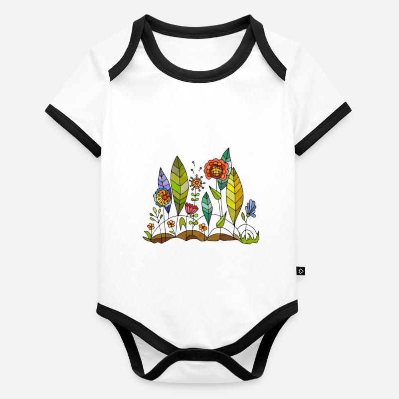 Fleur Body Bébé bio contrasté manches courtes