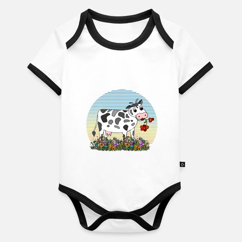 Vache Body Bébé bio contrasté manches courtes