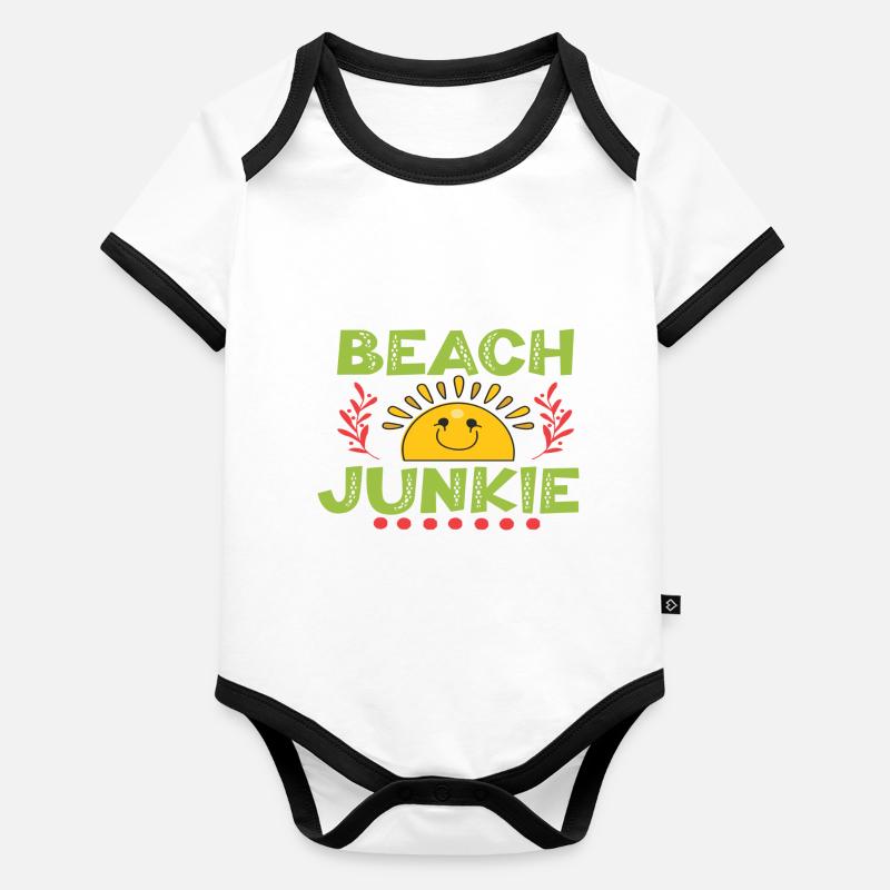 Junkie de la plage Body Bébé bio contrasté manches courtes