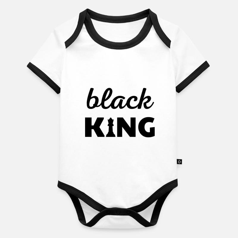 CHESS ÉCHECS BLACK KING Body Bébé bio contrasté manches courtes