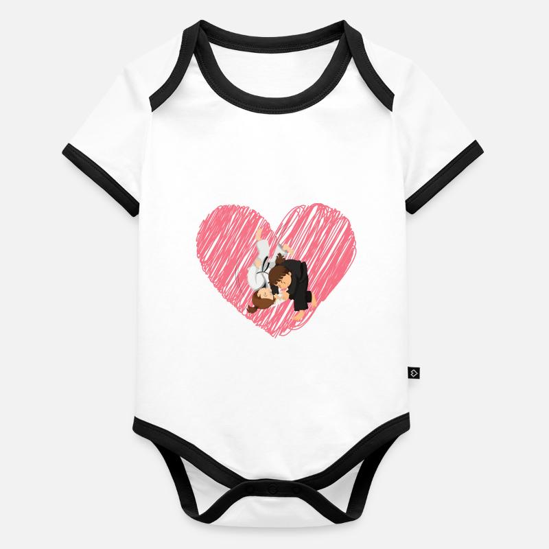 Judo Love - Judo Geschenkidee Baby Bio-Kurzarm-Kontrastbody