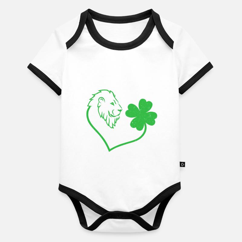 Lion Cloverleaf Lucky Charm Amour Body Bébé bio contrasté manches courtes