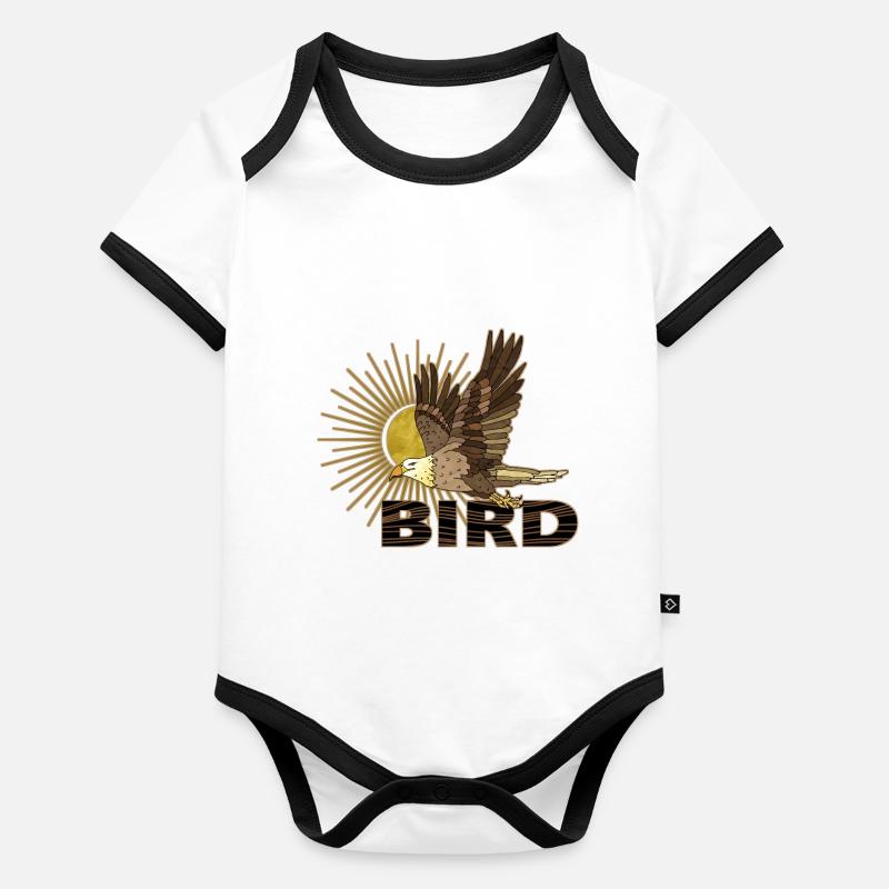 Oiseau de proie Body Bébé bio contrasté manches courtes