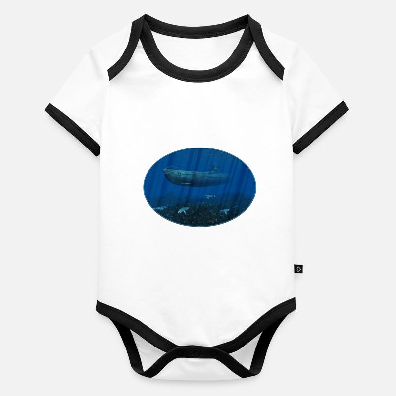 Sous-marin Body Bébé bio contrasté manches courtes