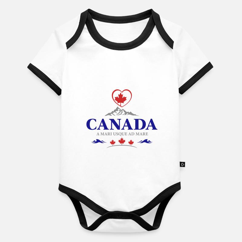 Canada Vancouver Montréal Toronto Maple Leaf Mountains Body Bébé bio contrasté manches courtes