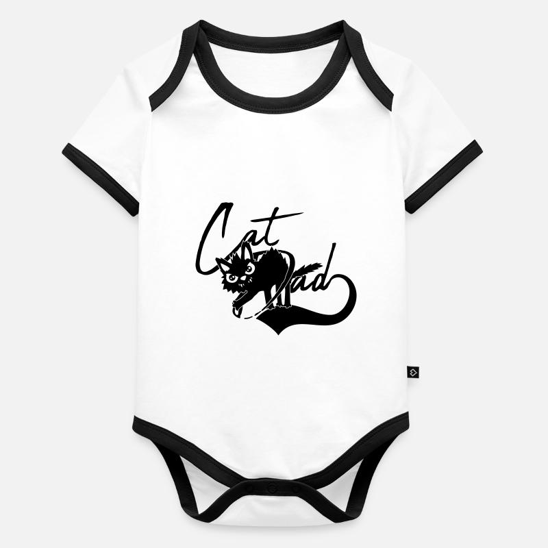 Chat Papa Katzenfreund Design Body Bébé bio contrasté manches courtes