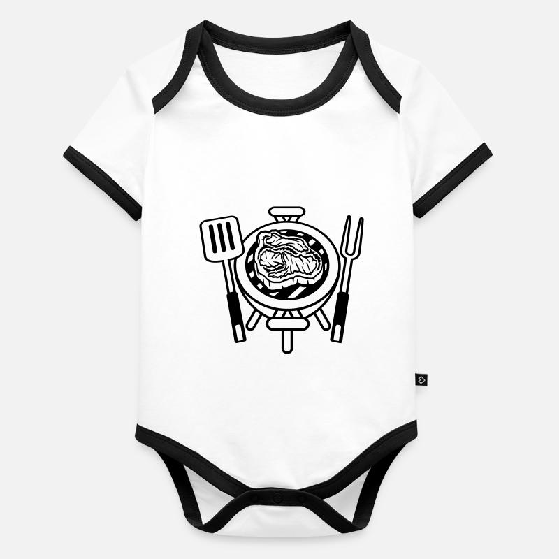 Grill Master Steak BBQ Charcoal Grill Organic Baby Contrasting Bodysuit