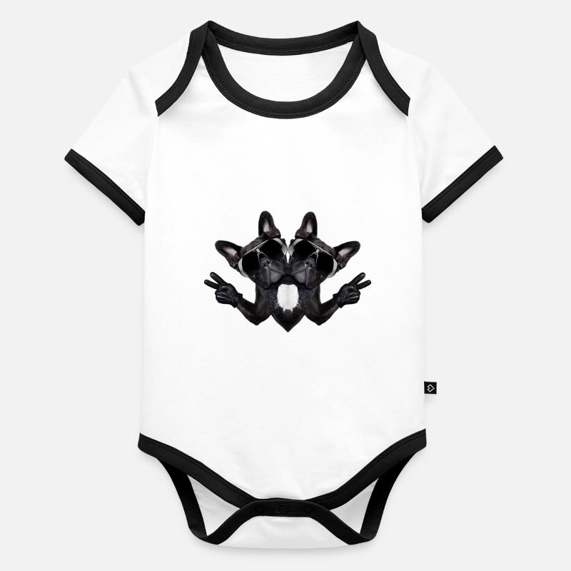 Abstrakter Hund Baby Bio-Kurzarm-Kontrastbody
