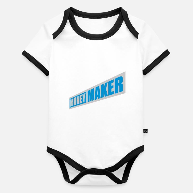 Money Maker Logo Text Organic Baby Contrasting Bodysuit
