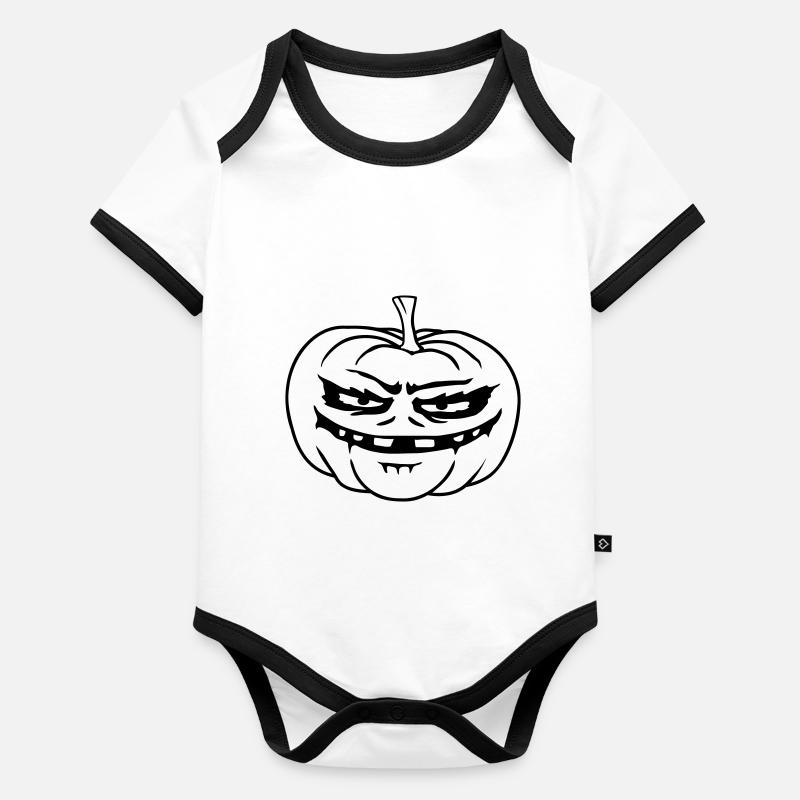 Monster Kürbis Comic Halloween Baby Bio-Kurzarm-Kontrastbody