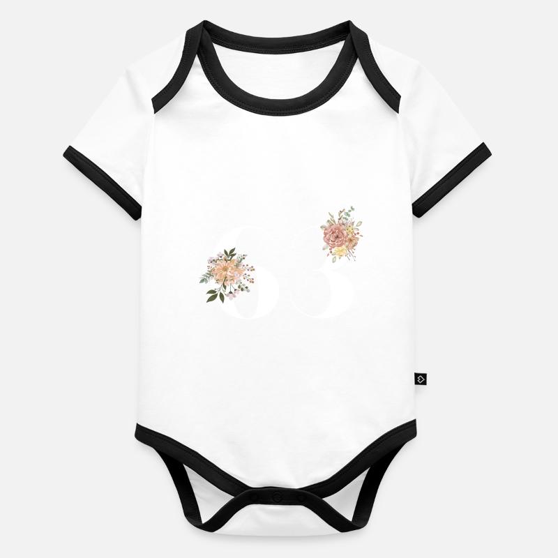 63e anniversaire fleuris (Cadeau de 63 ans) Body Bébé bio contrasté manches courtes