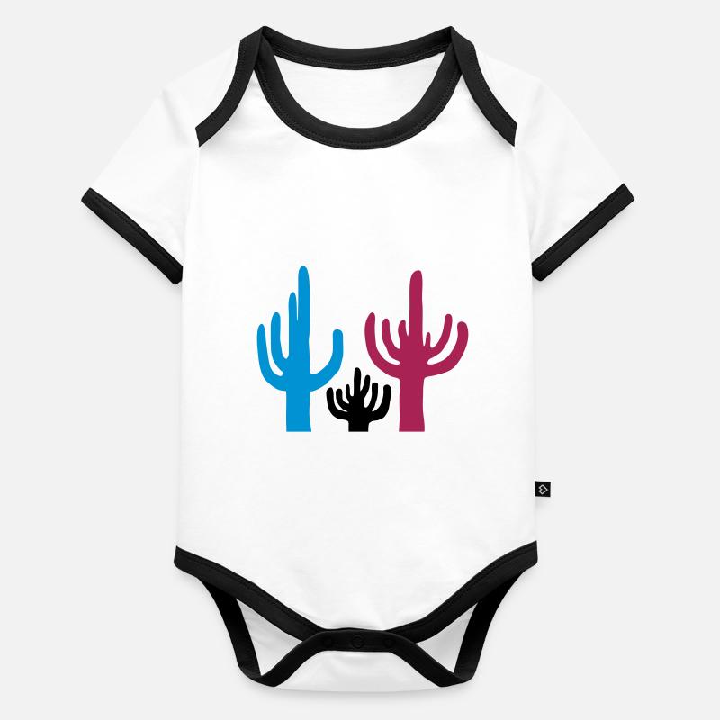 Désert coloré de 3 cactus Body Bébé bio contrasté manches courtes
