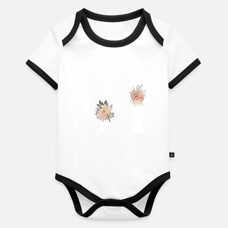 94e anniversaire fleuris (Cadeau de 94 ans) Body Bébé bio contrasté manches courtes