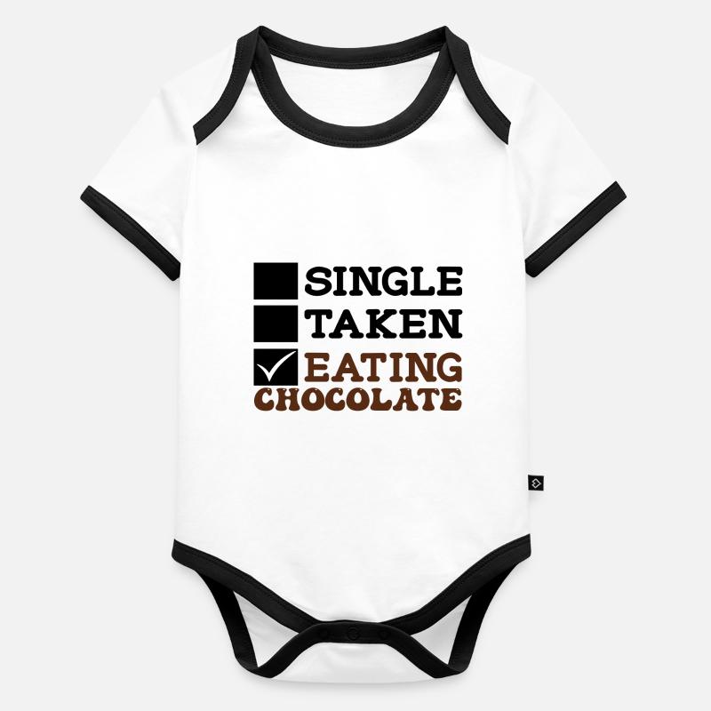 Single Taken Manger du chocolat Body Bébé bio contrasté manches courtes
