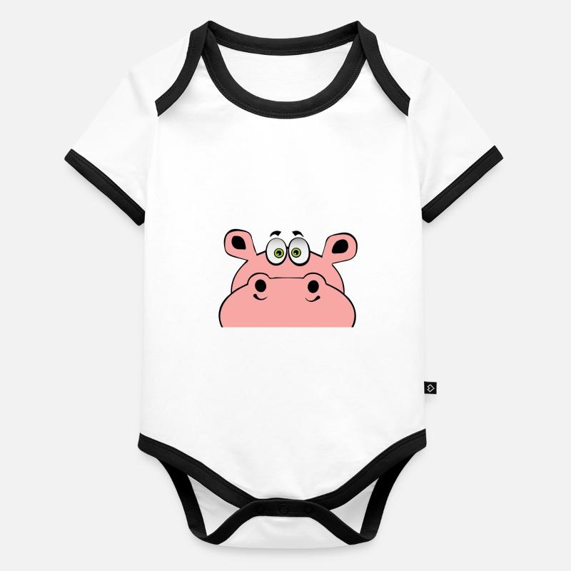kukuck hallo ups nilpferd hippo niedlich geschenk Baby Bio-Kurzarm-Kontrastbody